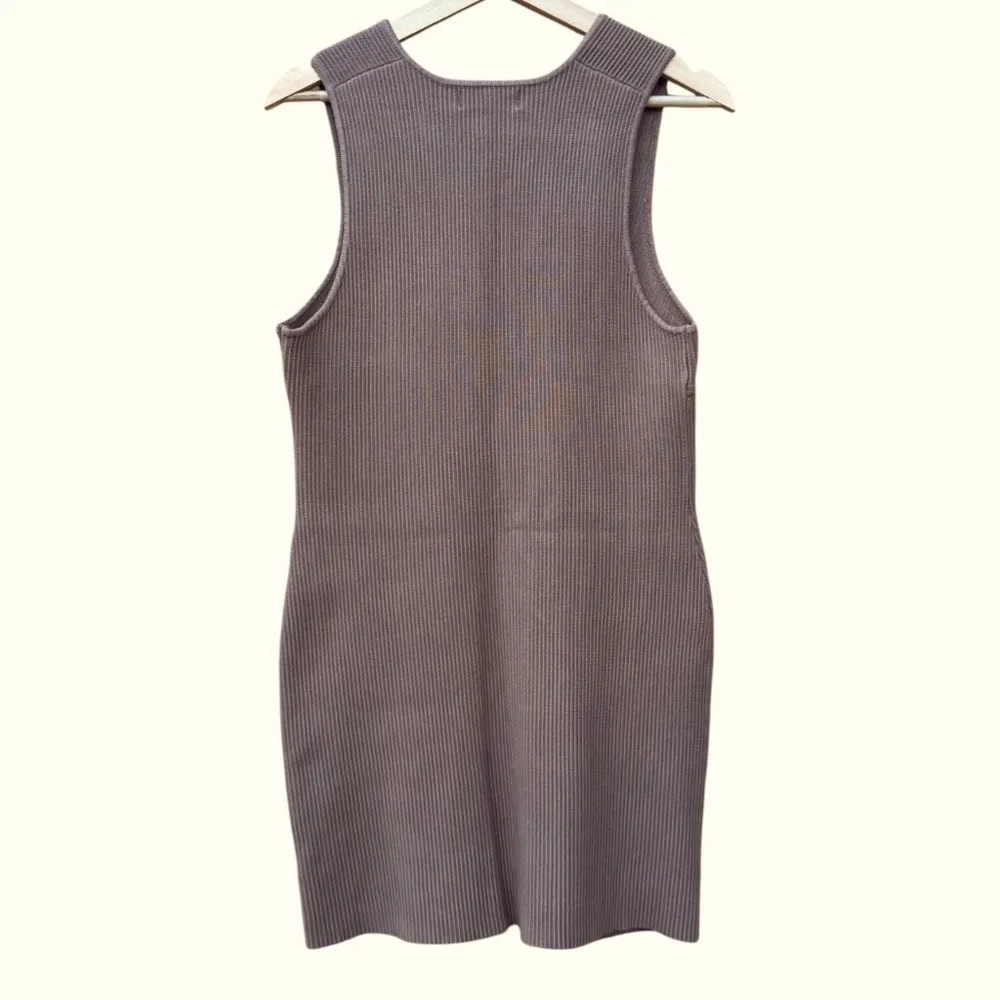 House of Harlow 1960 Plunge Ribbed Knit Bodycon Dress Tan Size M - Image 7