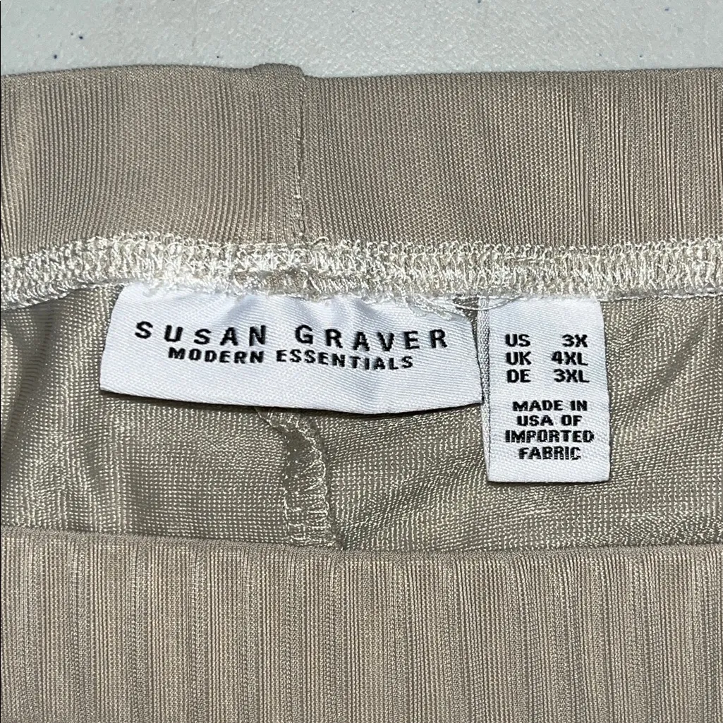 Susan Graver NWOT Size 3X Tan Modern Essentials Lustra Knit Pull On Crop Pants - Image 3