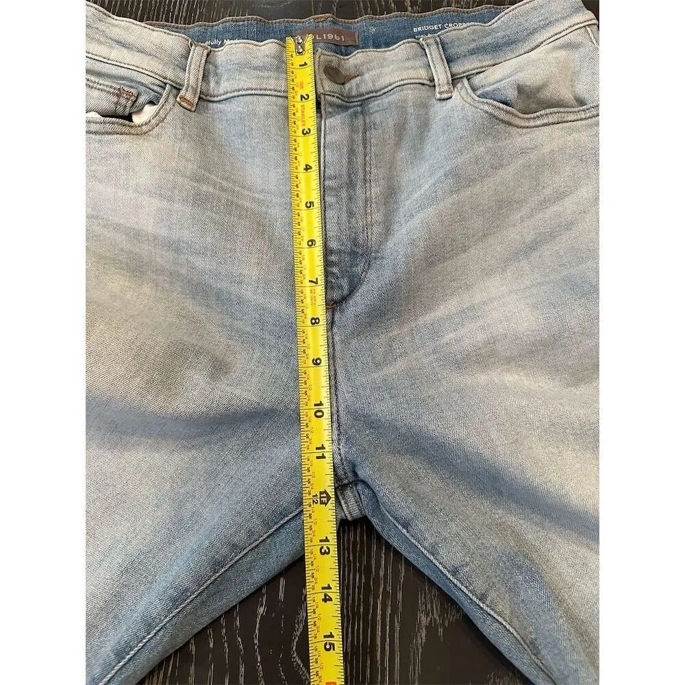 DL1961 Bridgette Cropped Women's High Rise Jeans frayed hem Size 32 Blue - Image 12