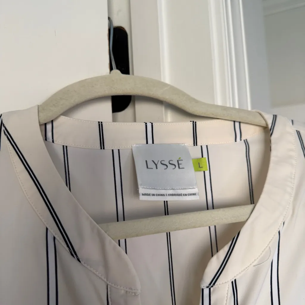 Lysse Stripe Short Sleeve Ivory Button Down Short sleeve Top - Image 2