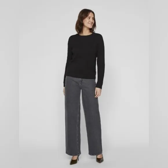 Vila Clothes Knit Sweater Black Size Small - Image 2