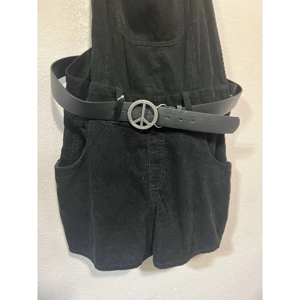 Corduroy Overalls Black Shorts With Belt Goth Witchy Boho Olsenboye Peace & Love - Image 5