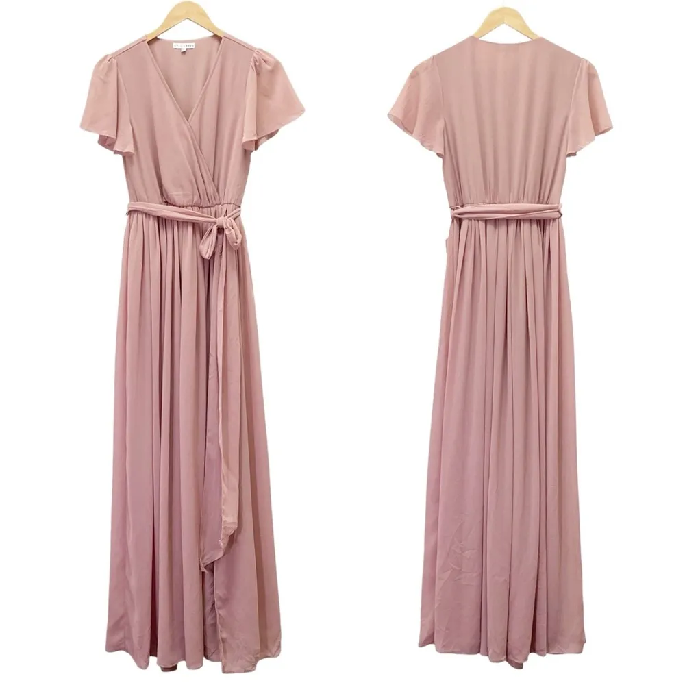 Baltic Born Kristina Maxi Dress Dusty Rose Pink Chiffon Flutter Sleeve Size XS - Image 2