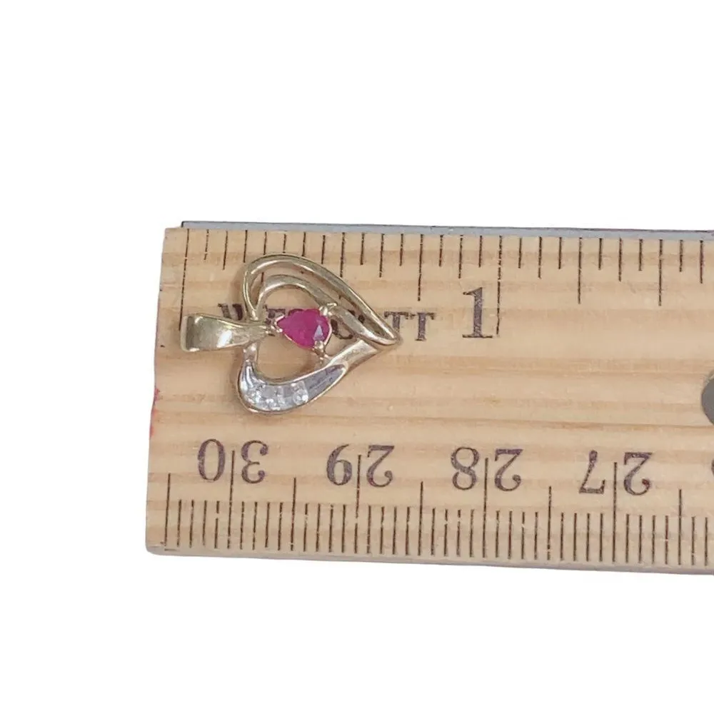 10K Ruby? Heart Gold Pendant - Image 5