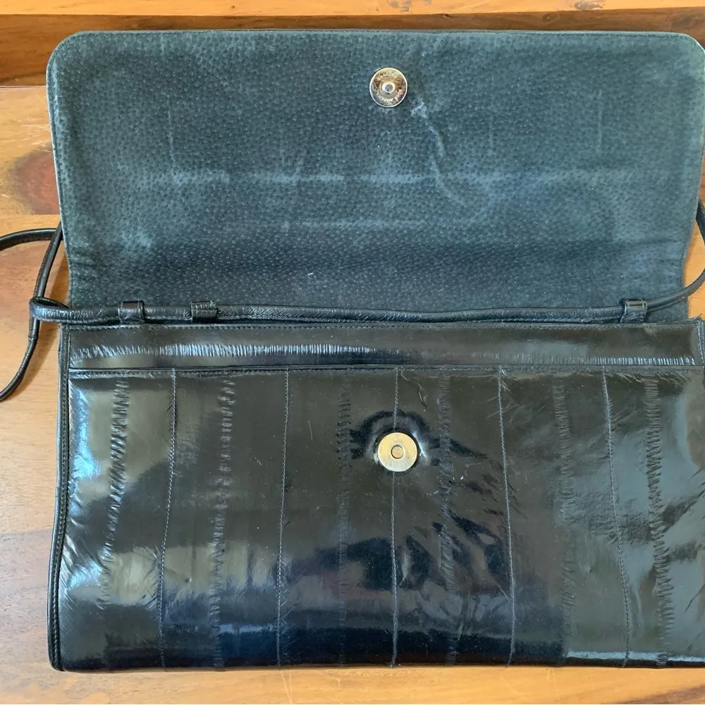 Vintage EEL Skin Black Handbag - Image 2