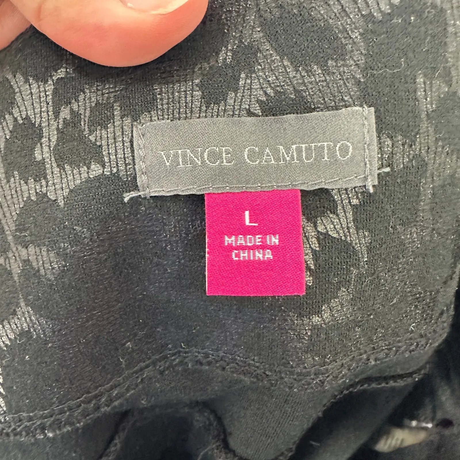 Vince Camuto Leggings L Black Leopard Print Slim Fit Ankle Stretch Pants Edgy - Image 3