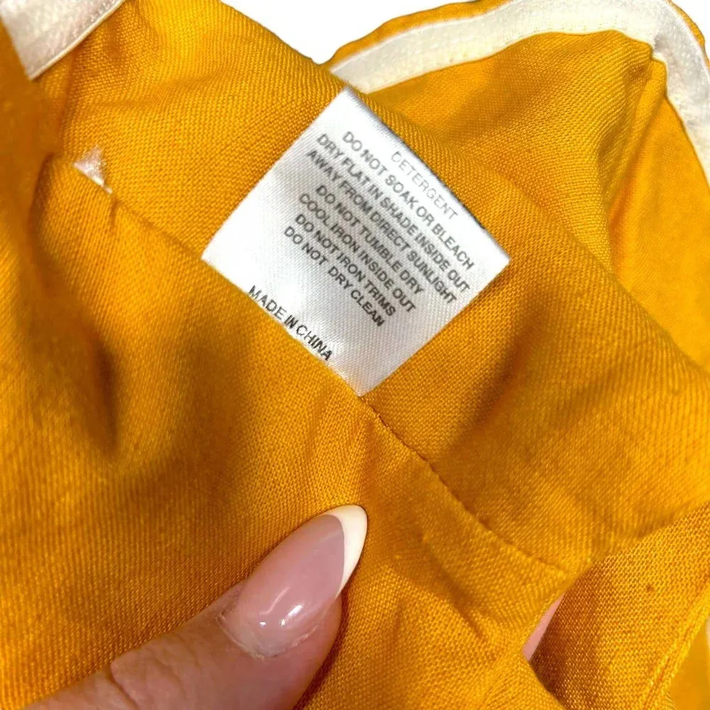 Sabo Skirt Mustard Yellow Two-Piece‎ Wrap Skirt Bandeau Linen Set Size Small - Image 5