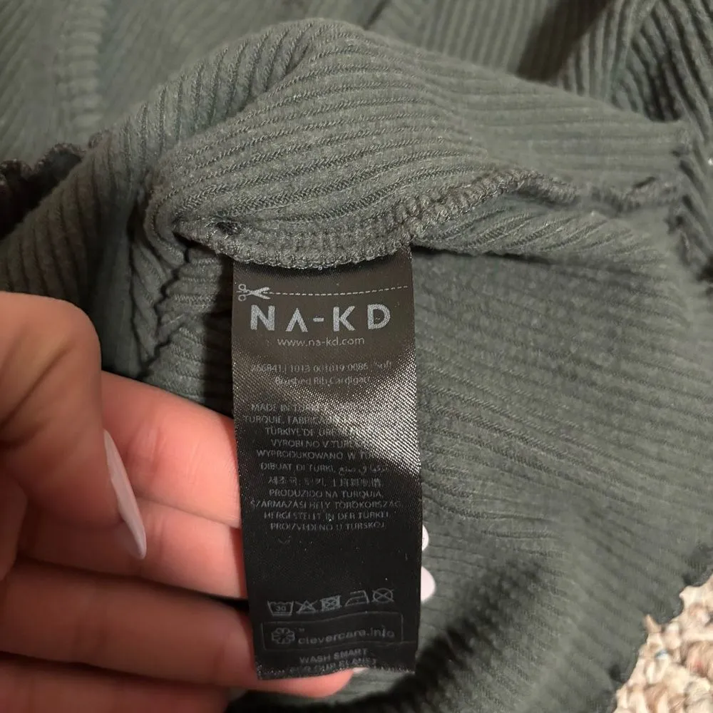 NA-KD Babylock Rib Cardigan in Green- Size XS - Image 12