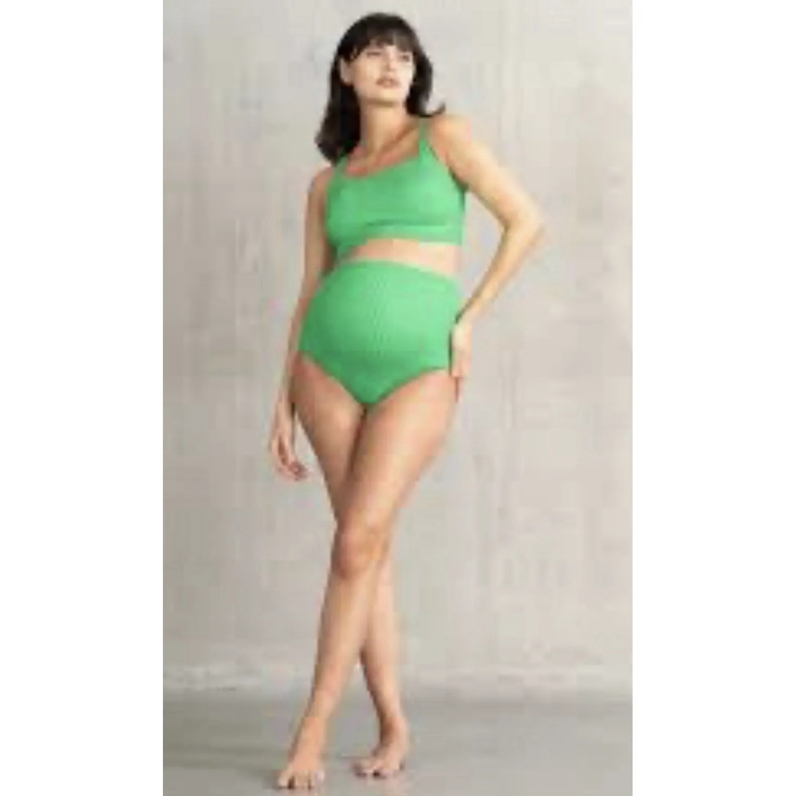 Seraphine Fiji Green Full Panel High Waist Maternity Bikini Set Size M NWOT - Image 2