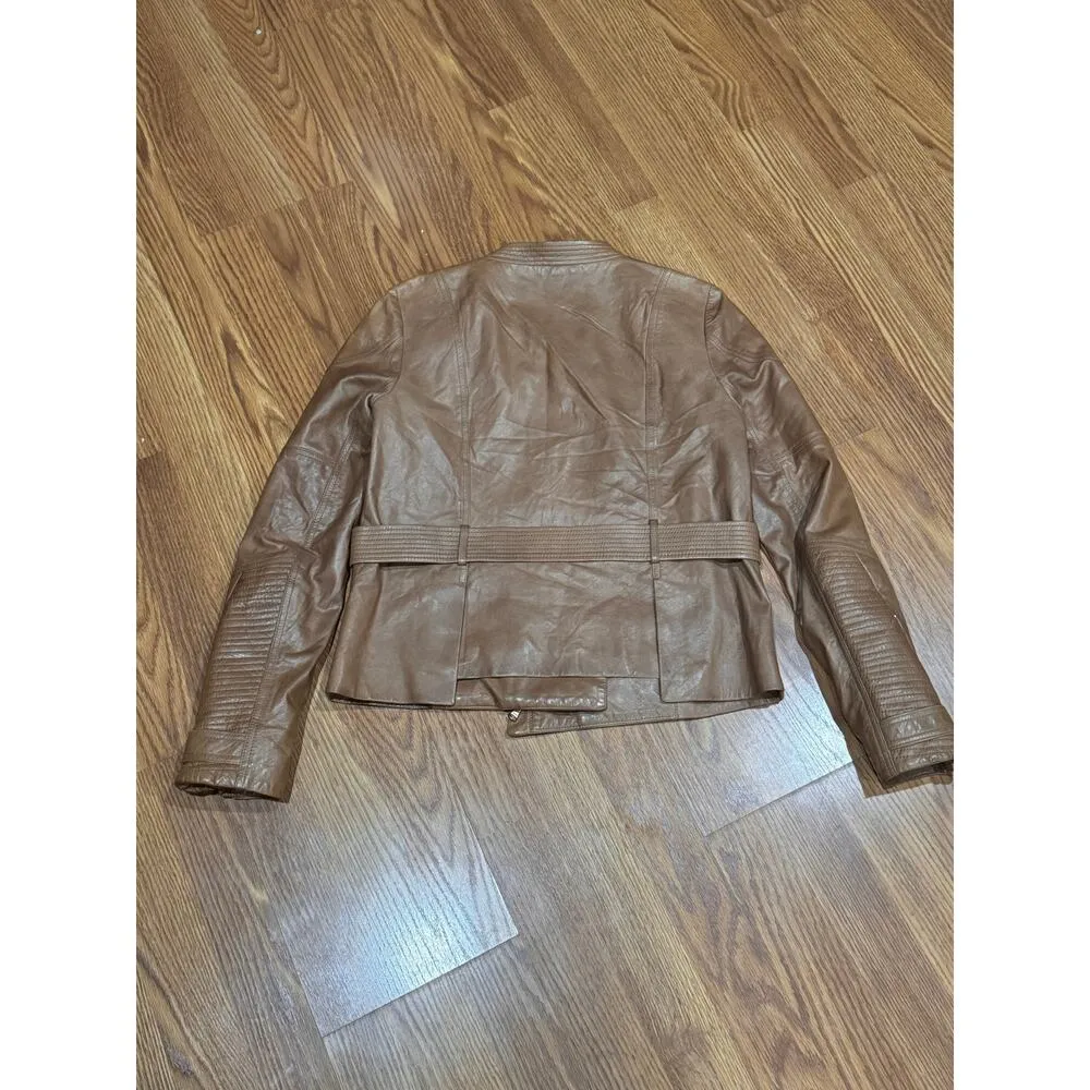 Veronica beard brown moto leather jacket size 1 / XS - Image 13