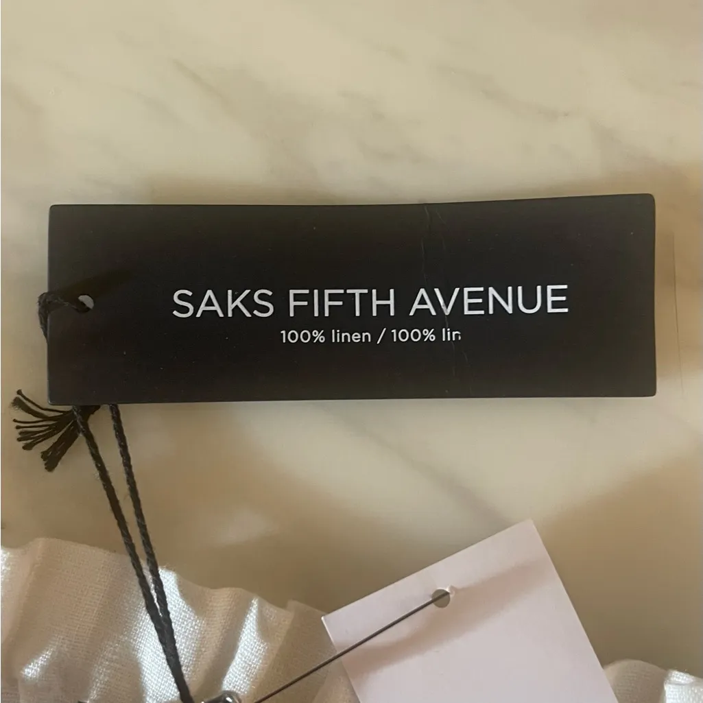 Saks Fifth Avenue White Linen Puff Sleeve Tiered Midi Dress XL NWT - Image 5