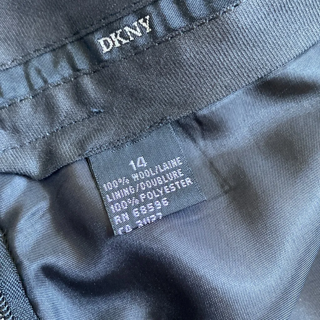 VTG Deadstock DKNY 100% Wool Wide Leg Houndstooth Cuffed Dress Pants - Image 5