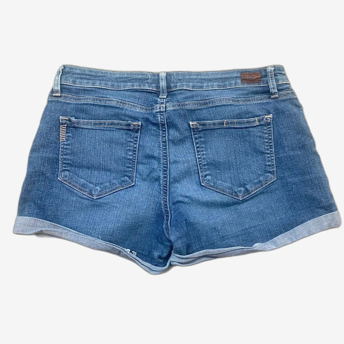 PAIGE Jimmy Jimmy Denim Jean Shorts Women's 29 Rolled Cuff Cutoffs Medium Wash - Image 9