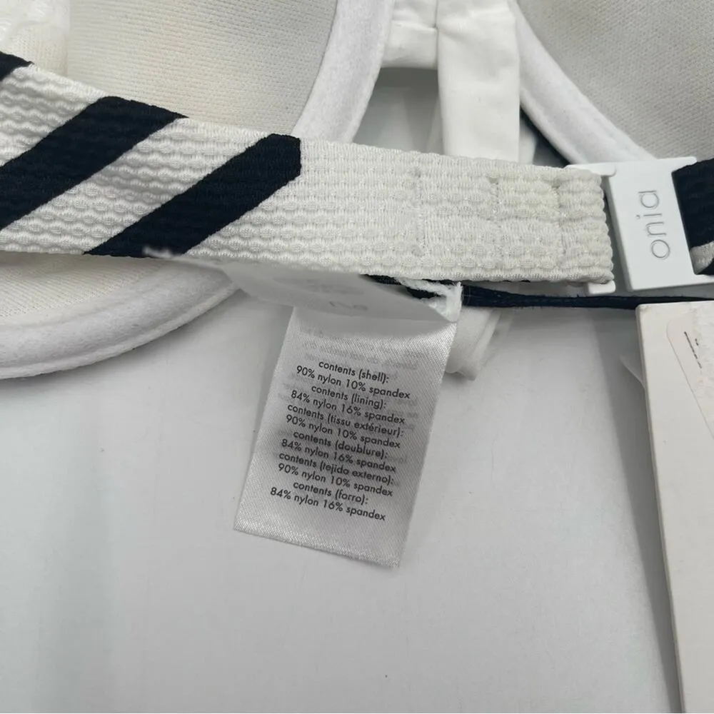 ONIA Gaby Bikini Top Halter Bandeau B&W Swim Beach Houndstooth NWT Size Large - Image 13