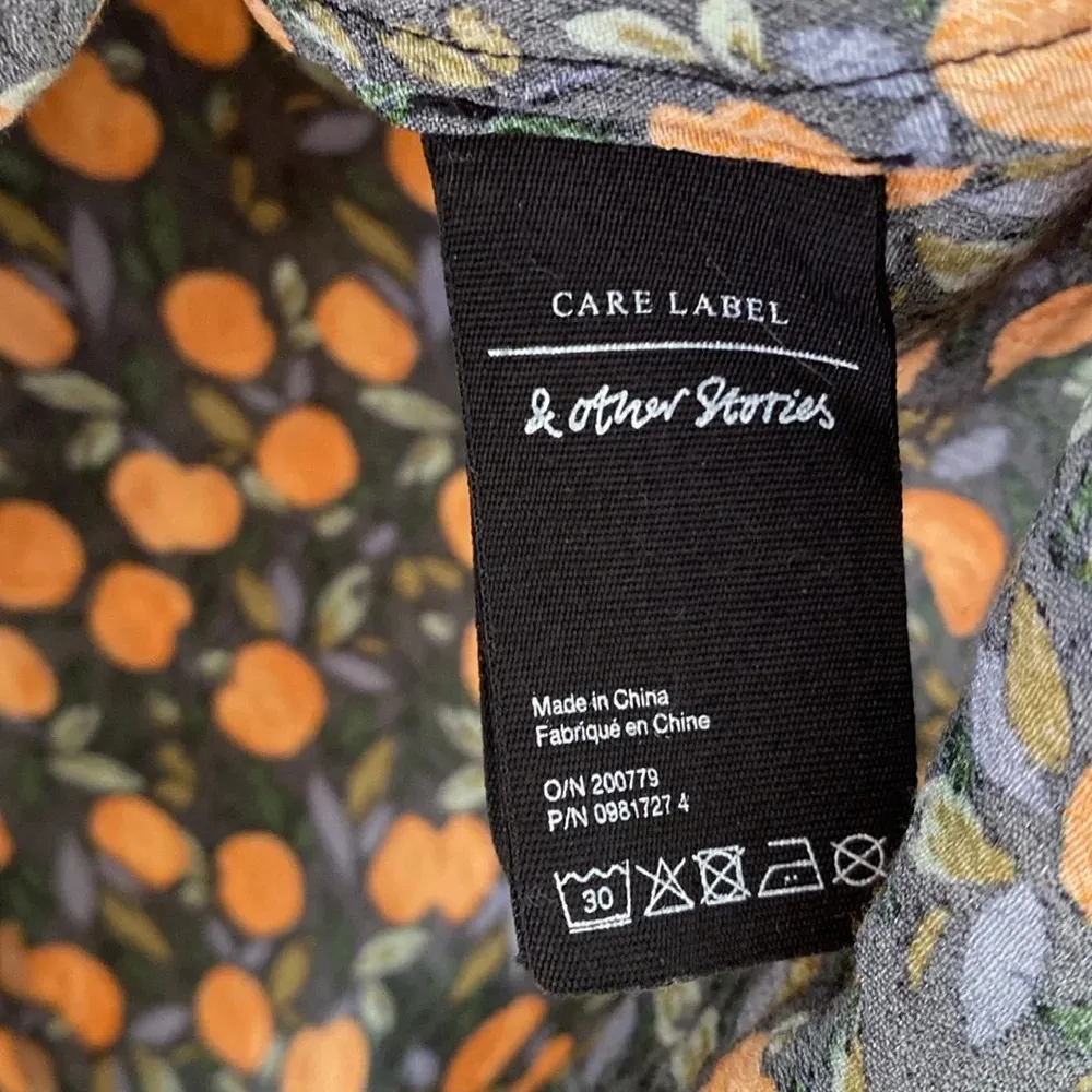 & Other Stories Tie Shoulder Mini Dress Oranges Print‎ Floral Tropical Size 6 - Image 12