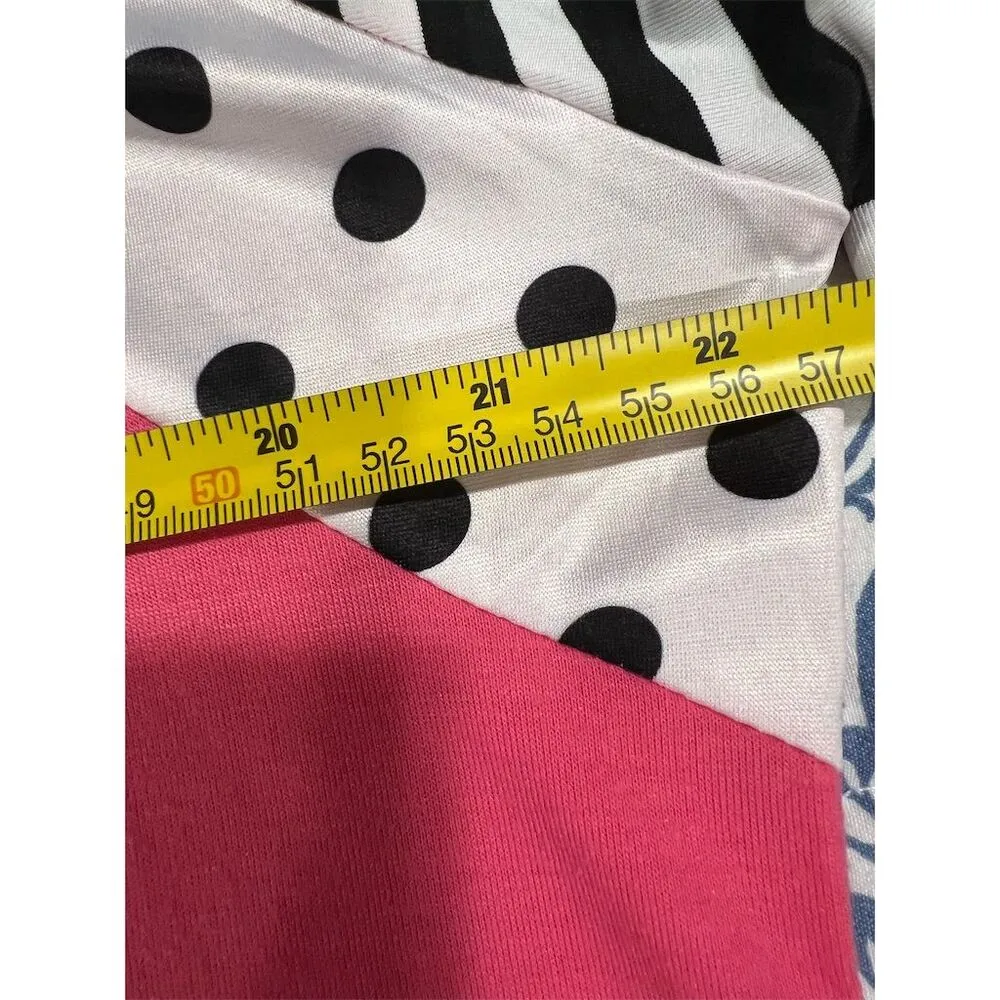 Zeagoo Women's XL Pink Polka Dot Striped Raglan 3/4 Sleeve T-Shirt - Image 6