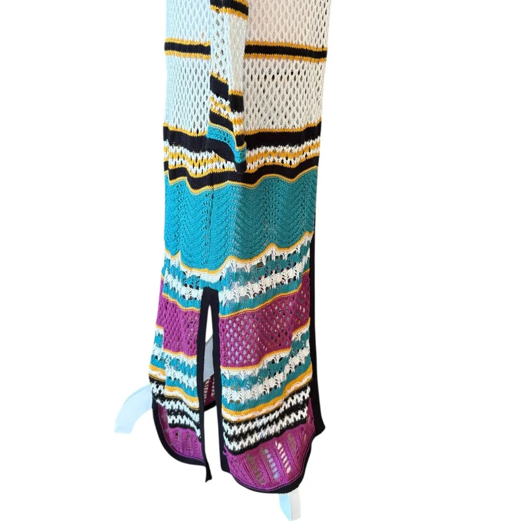 Boston Proper Crochet Knit Open Front Cardigan Sweater Duster Womans Small - Image 5