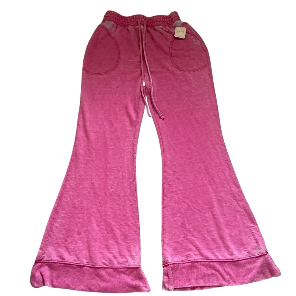 Free people intimately dream on Pink flare lounge pants terrycloth distressed - Image 3