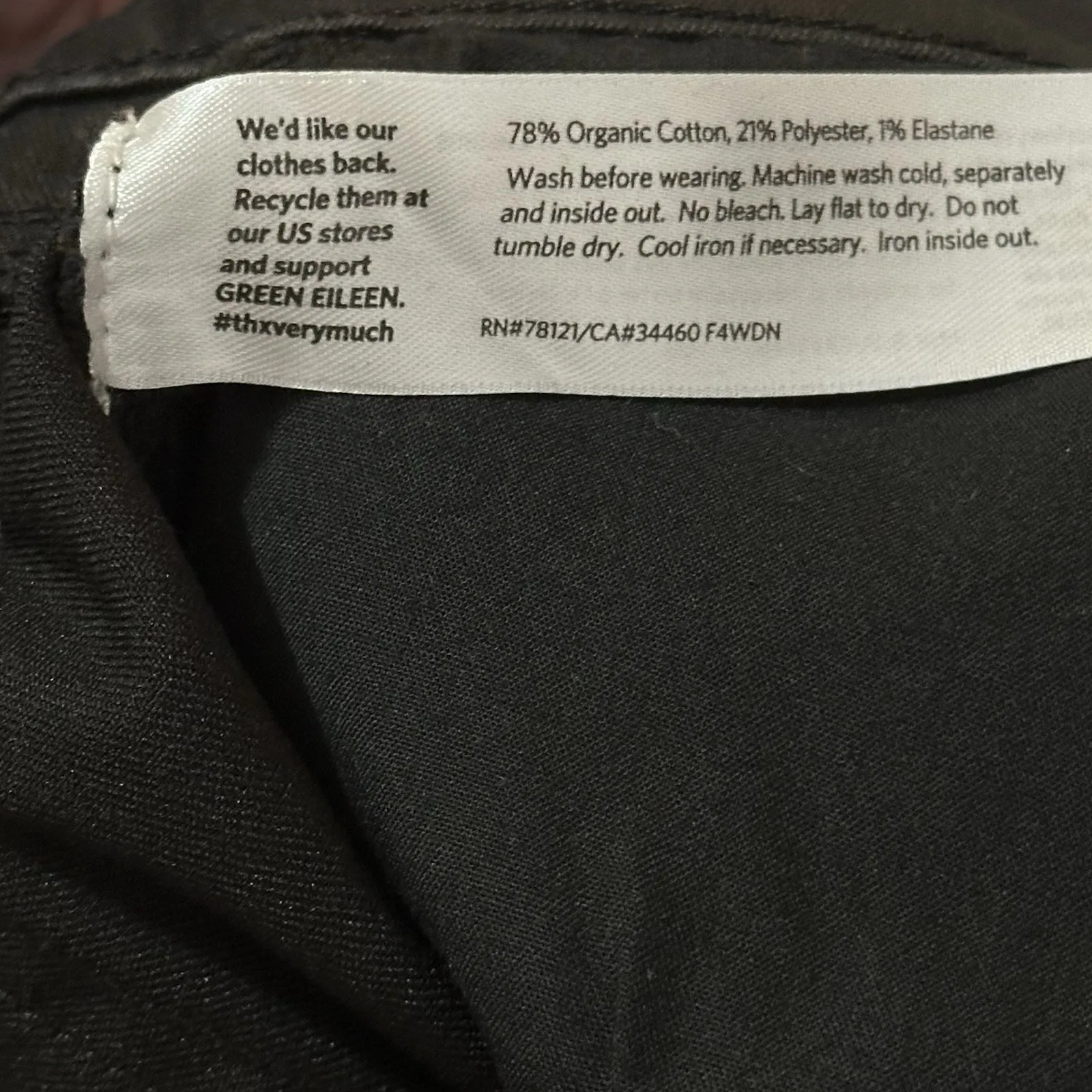 EILEEN FISHER Waxed Skinny Jeans Black Coated Organic Cotton Denim Size 4P‎ - Image 7