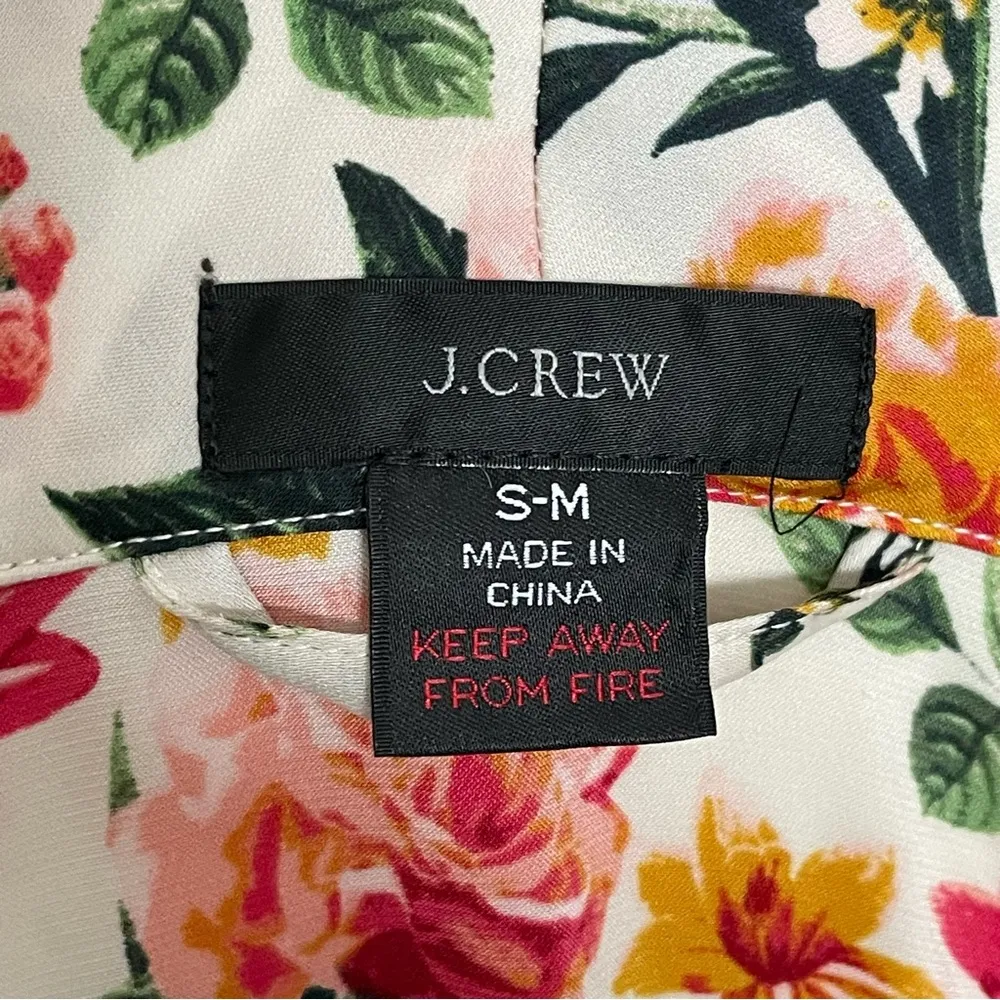 J Crew Robe Winter Garden Floral Botanical Eco Easy Luxe Pockets Red Pink Yellow - Image 9