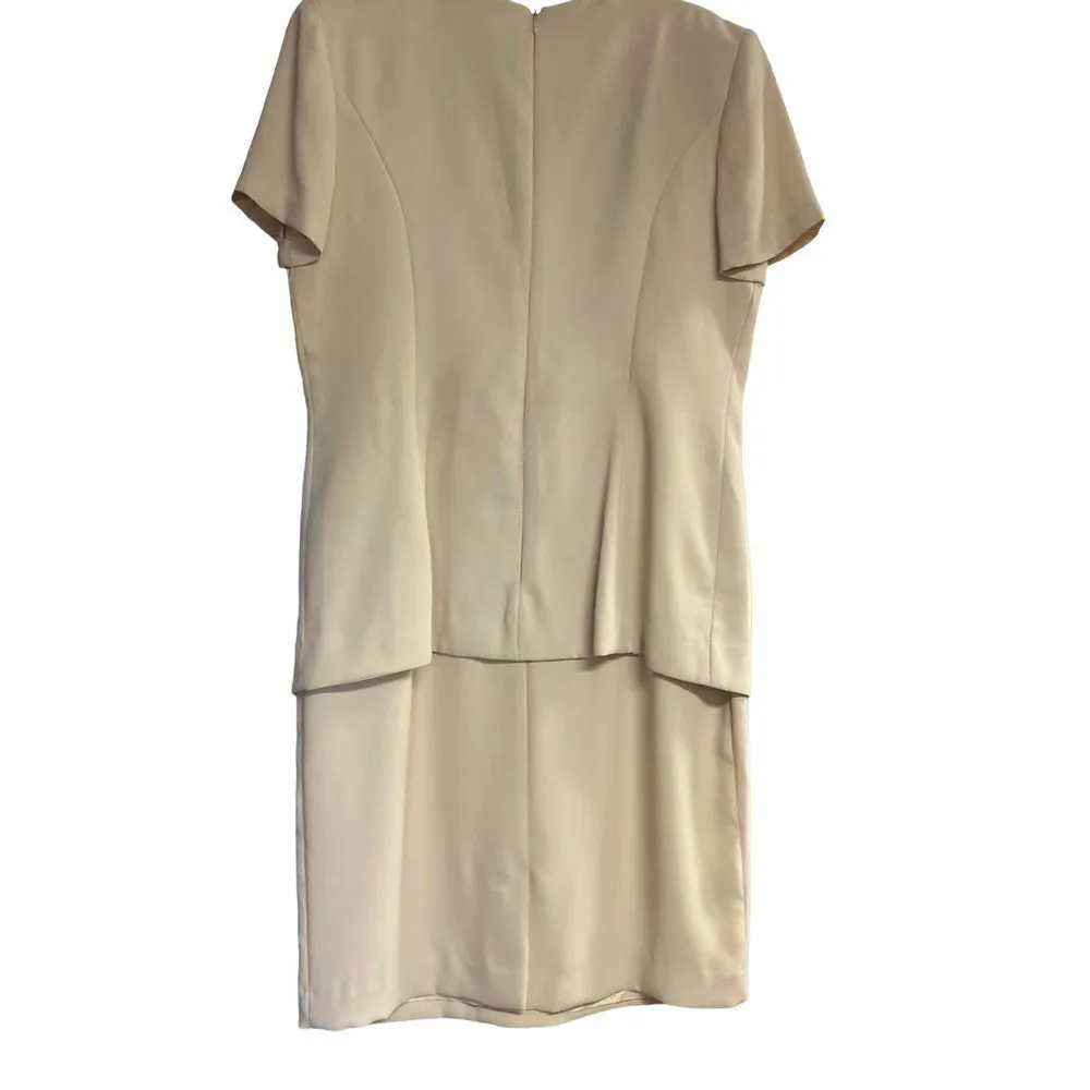 JS‎ COLLECTIONS Women’s Vintage Retro 90’s Style Dress Size 14 Beige - Image 2