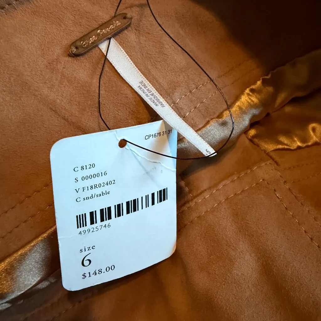 Free People Livin’ for Love Suede Goat Leather Mini Skirt Camel Belt Size 6 NWT - Image 11