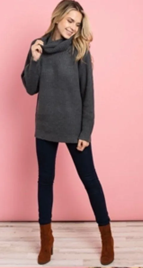 Gray Turtleneck Sweater L Size L - Image 3