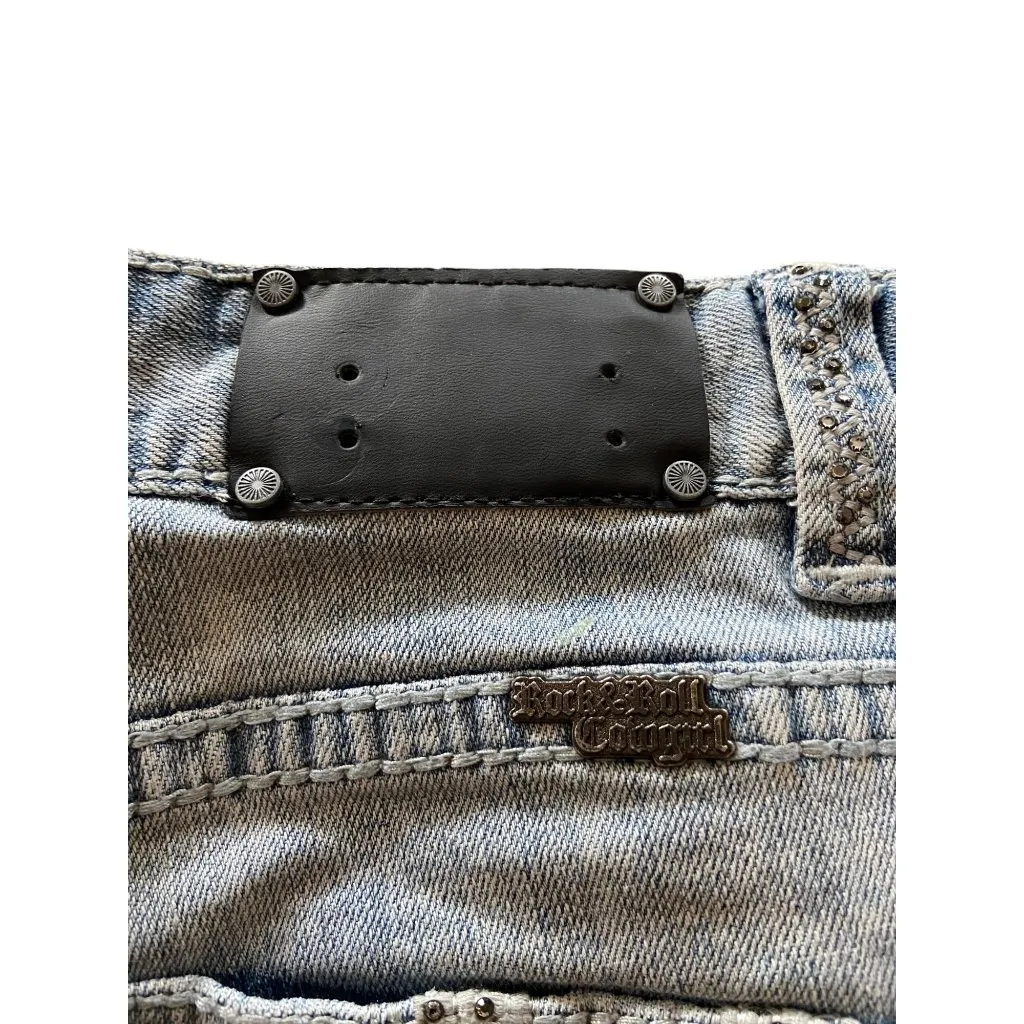 Rock & Roll Cowgirl Boyfriend Fit Cropped Jeans Blue Size 28 Y2K - Image 5