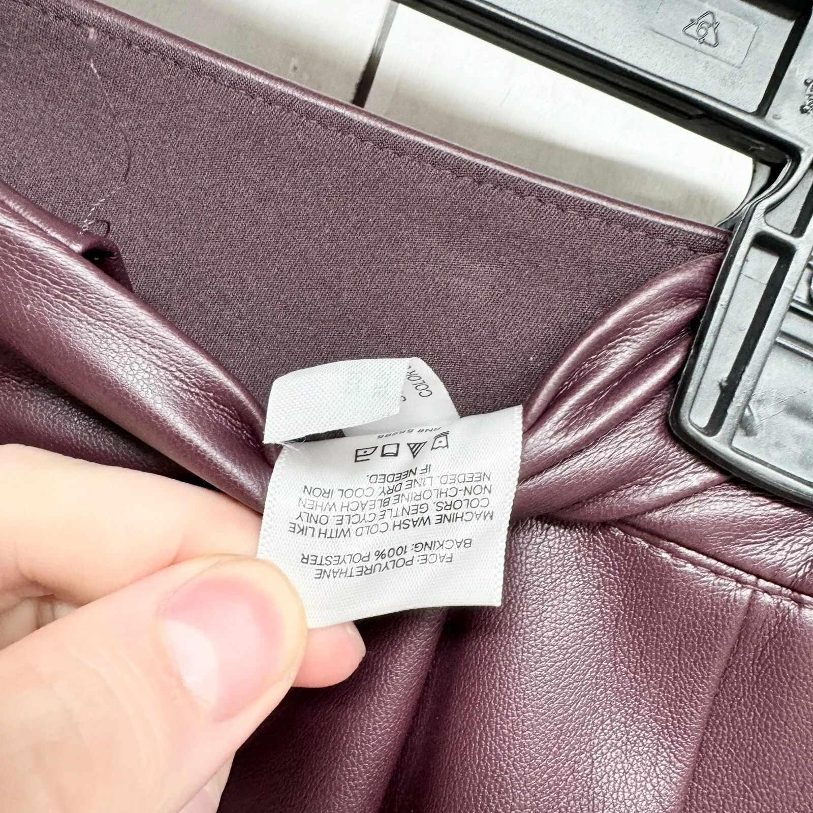 Express Pants Women Size 4L Brown Red Trousers Slim Faux Leather Pleated Pockets - Image 6