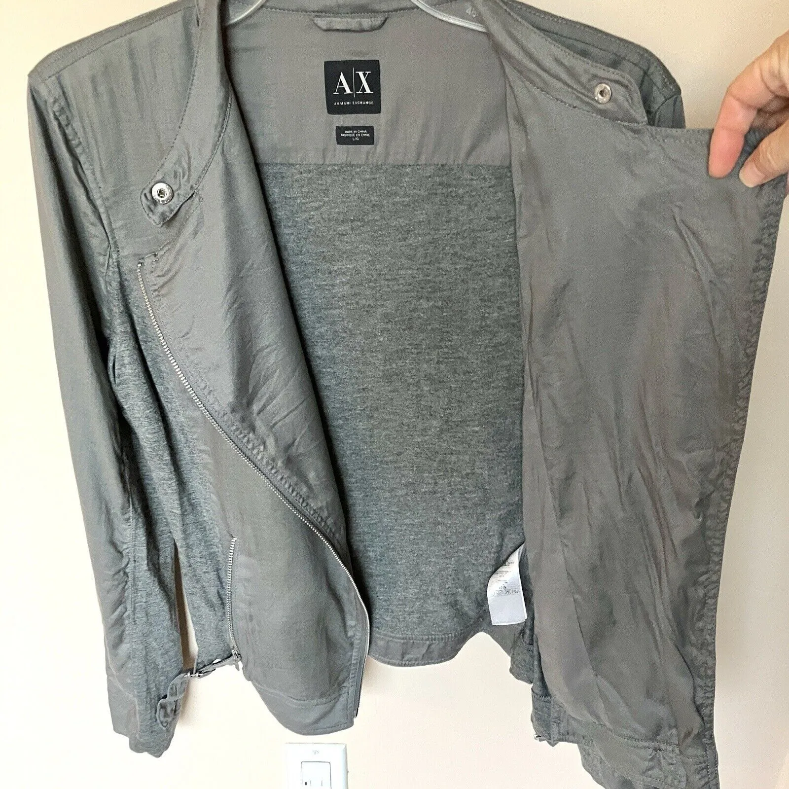 Armani Exchange Jacket Women’s Large Gray Asymmetrical Full Zip - Image 7