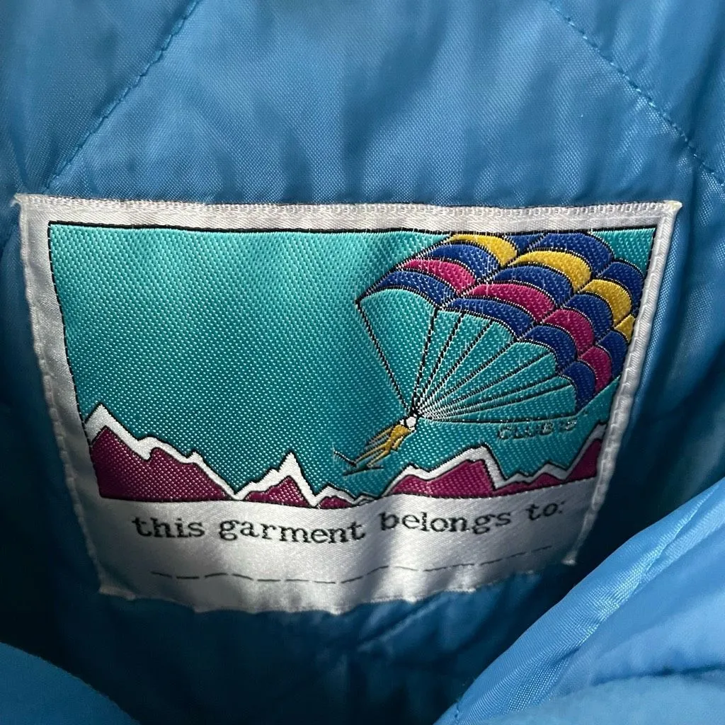 Vintage 90s C&A Club Fifteen Teal Blue Grey Puffy Half Zip Pullover XL Green - Image 9