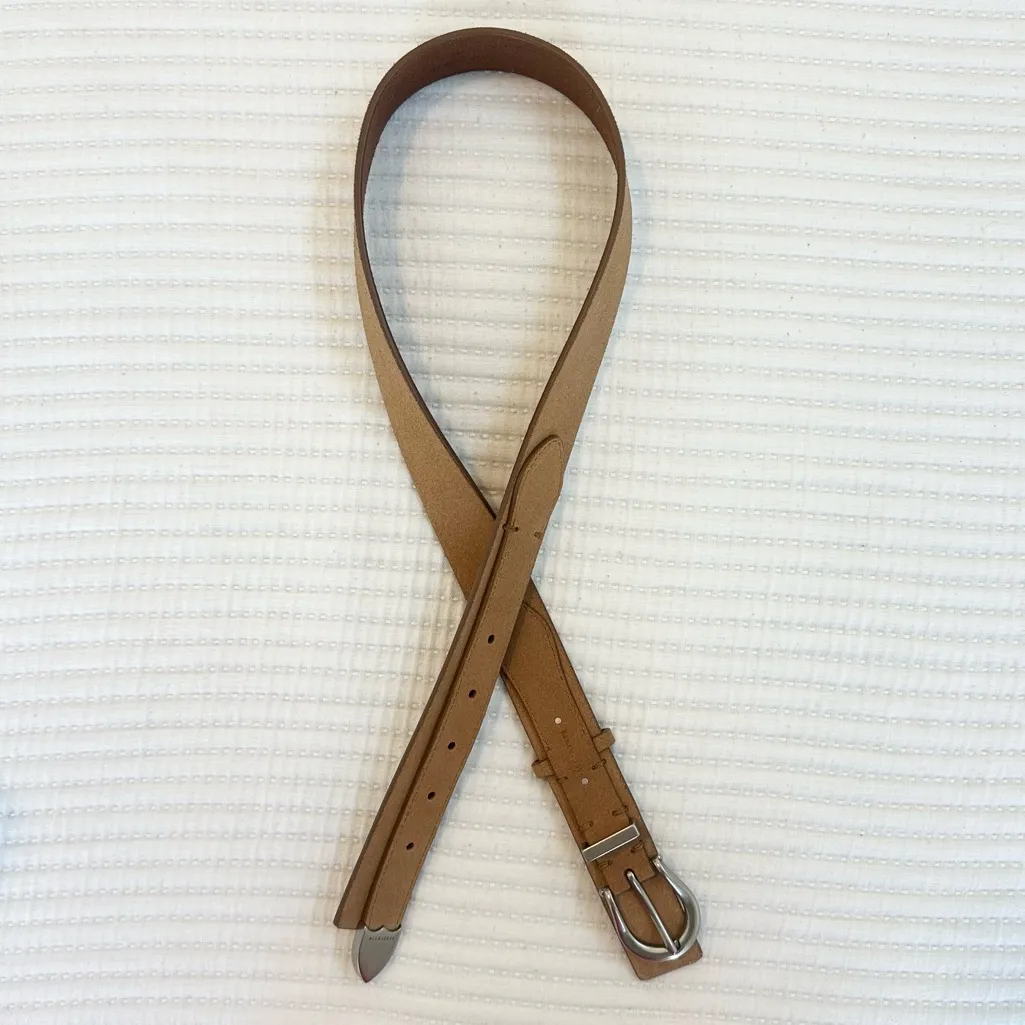 All Saints Tan 100% Buffalo Leather Belt with Silver Buckle NWT - Image 4