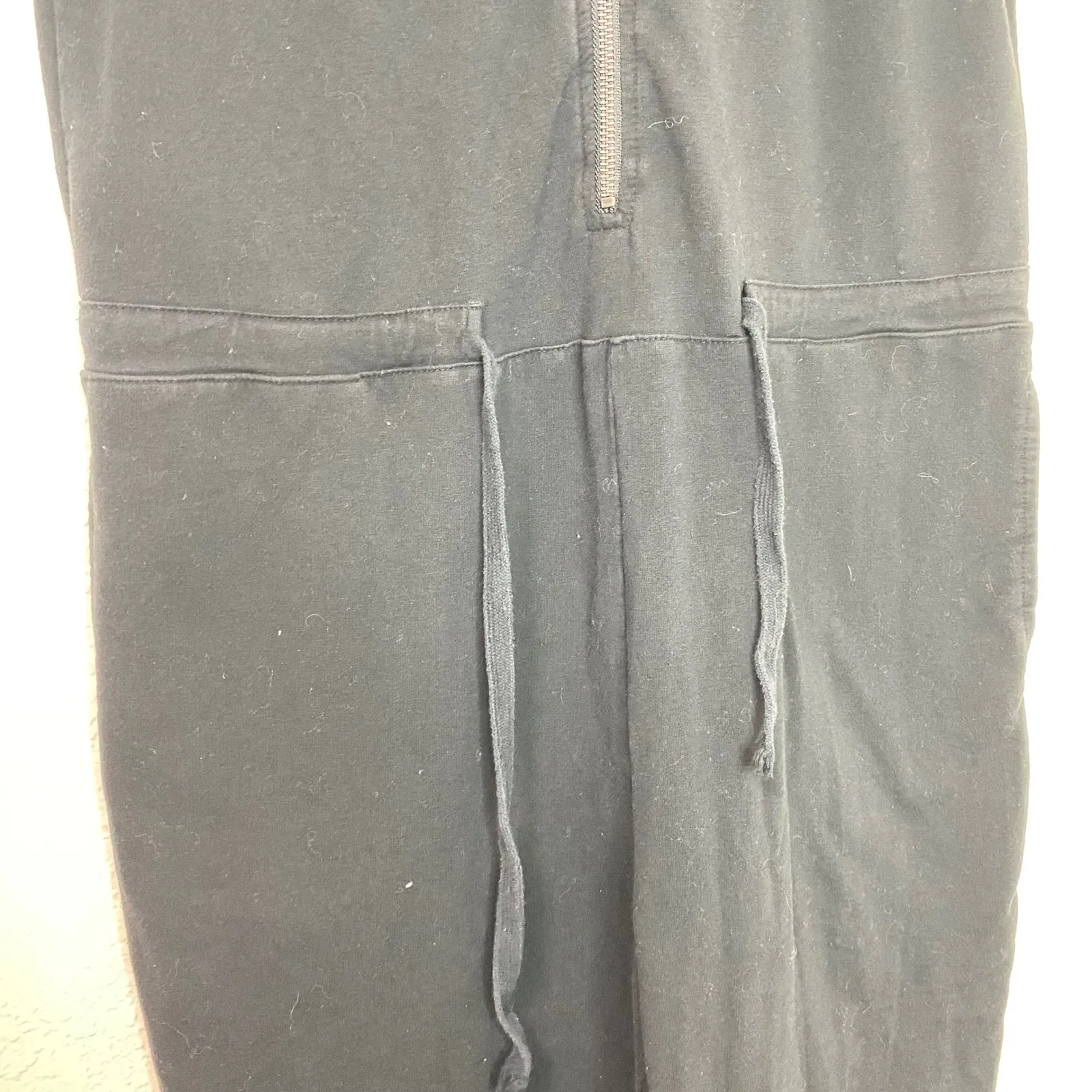 Anthropologie Sundays Tess Stand Collar Black Zip Up Jumpsuit Utility Lounge L - Image 2