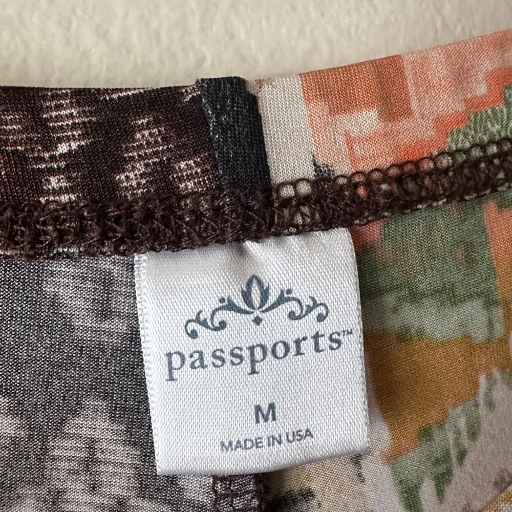 Passports Boho Wide Leg Pants M Multicolor Aztec Tribal Print USA - Image 5