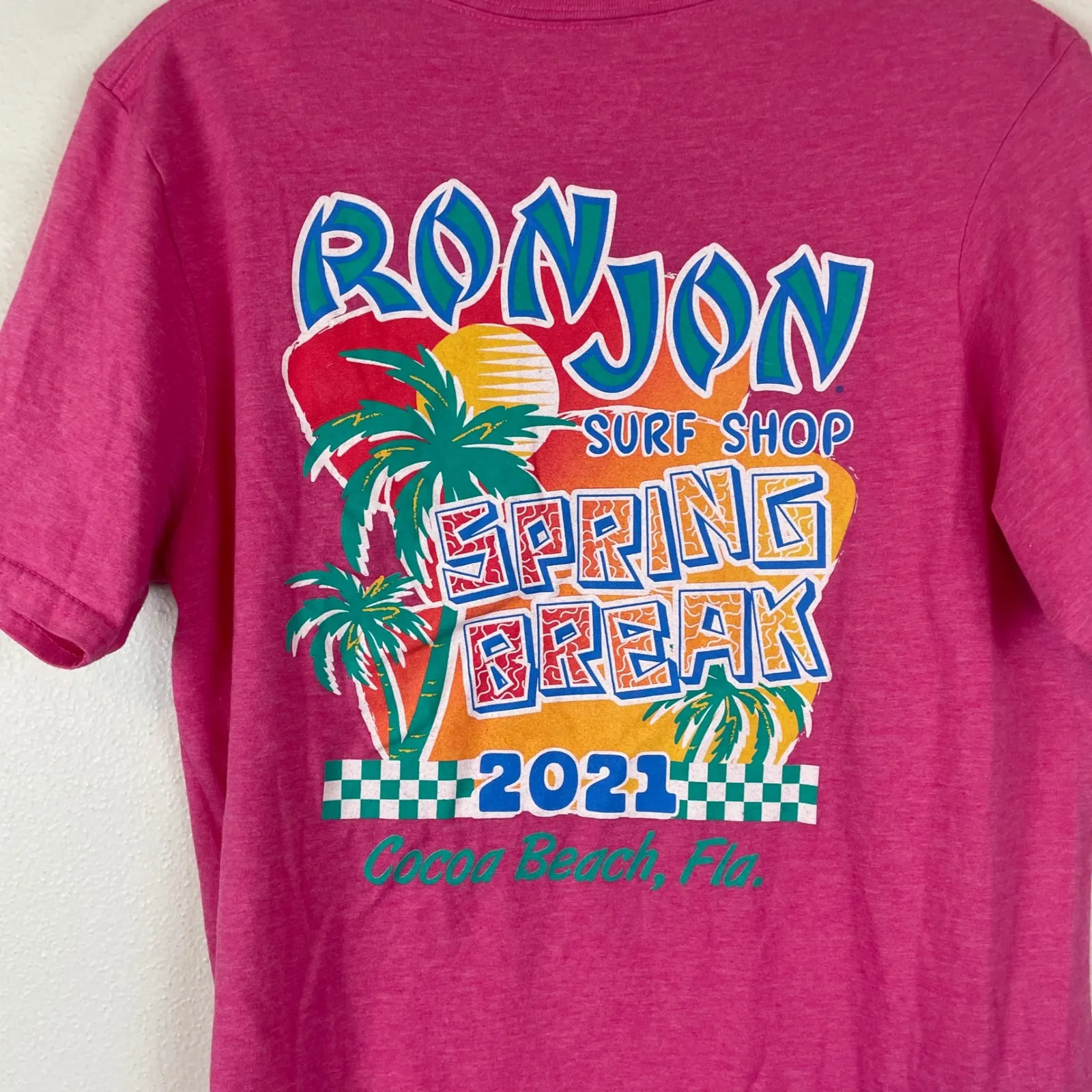 Ron Jon Surf Shop Spring Break 2021 Pink Graphic T Shirt Adult‎ Medium Beach - Image 5