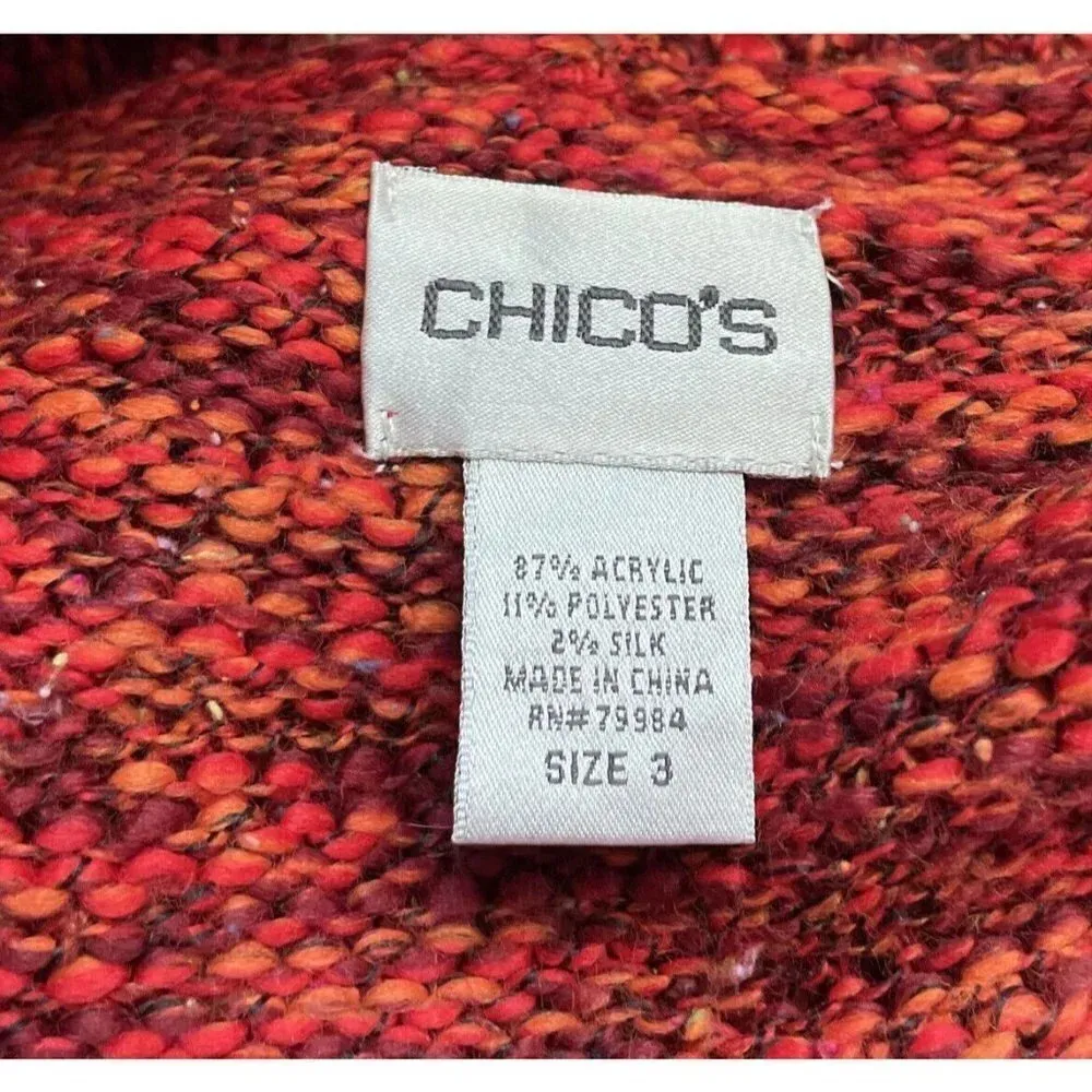 Chicos Red Stretch Knit Sweater Sleeveless Vest With Belt Button Down 3 US XL/16 - Image 5