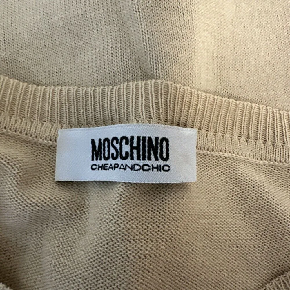 Moschino Cheap Chic Button Up Cardigan Sweater Size 4 Retro Stripe Lightweight - Image 5
