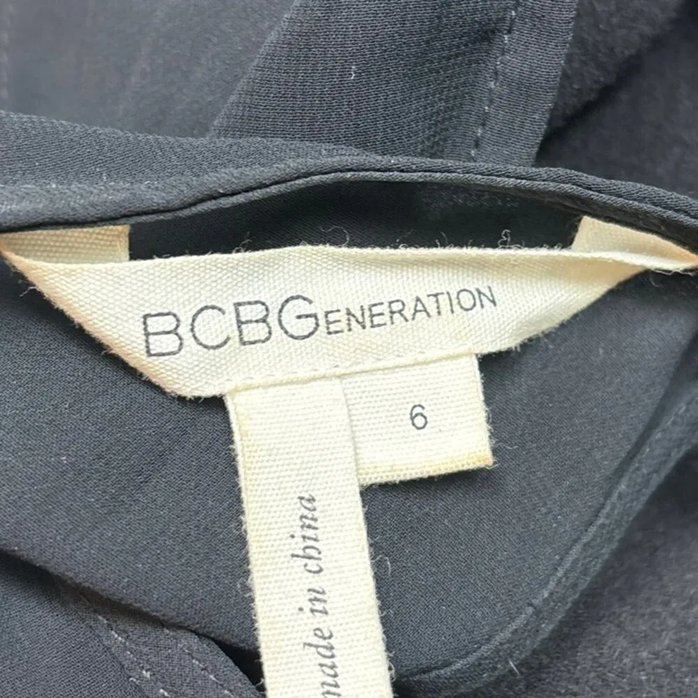 BCBGeneration Black Floral Lace Sheer Mesh Sleeveless Cocktail Mini Dress Size 6 - Image 6