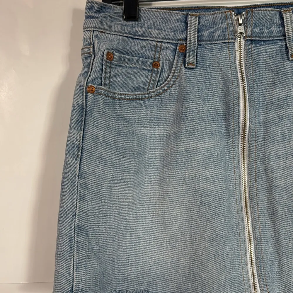 Y2K Full Zip Raw Hem Denim Mini Skirt Size 27 - Image 6