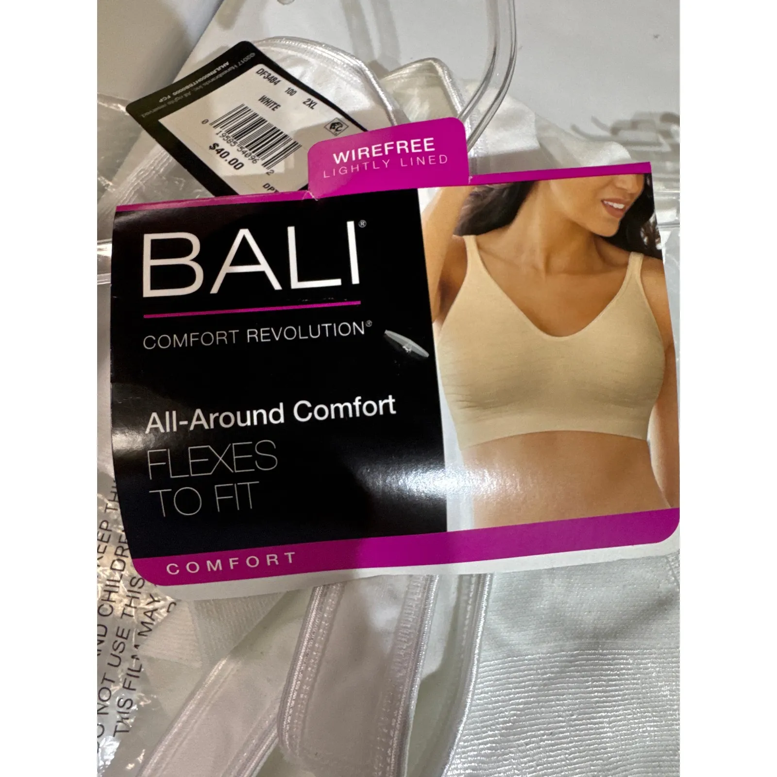 Brand New Bali Women's Size 2XL White All Around Comfort Wire Free Bra - Image 6