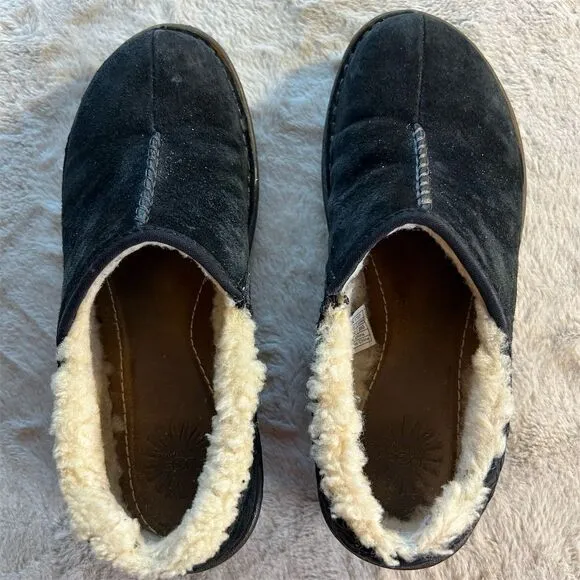 UGG Australia Unisex Black Sheepskin Slip-On Loafers Casual Shoes - Image 2