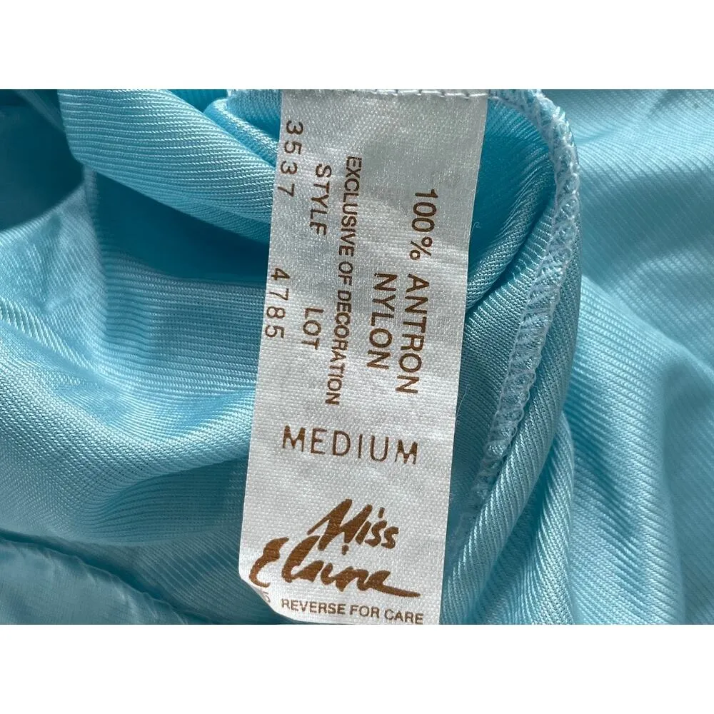 Vintage Miss Elaine Nylon Peignoir Set Gown and Robe Blue Size M - Image 10
