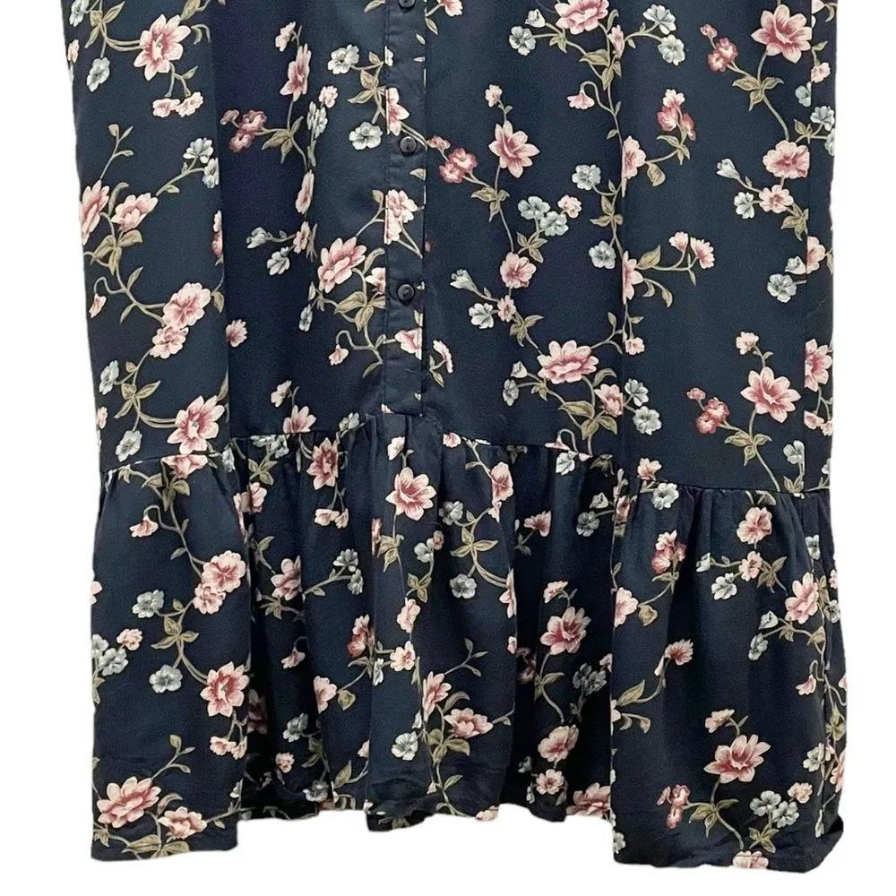 Only Pigalle Lotus Midi Shirt Dress Midnight Navy & Pink Womens EU 36 | US Small - Image 6