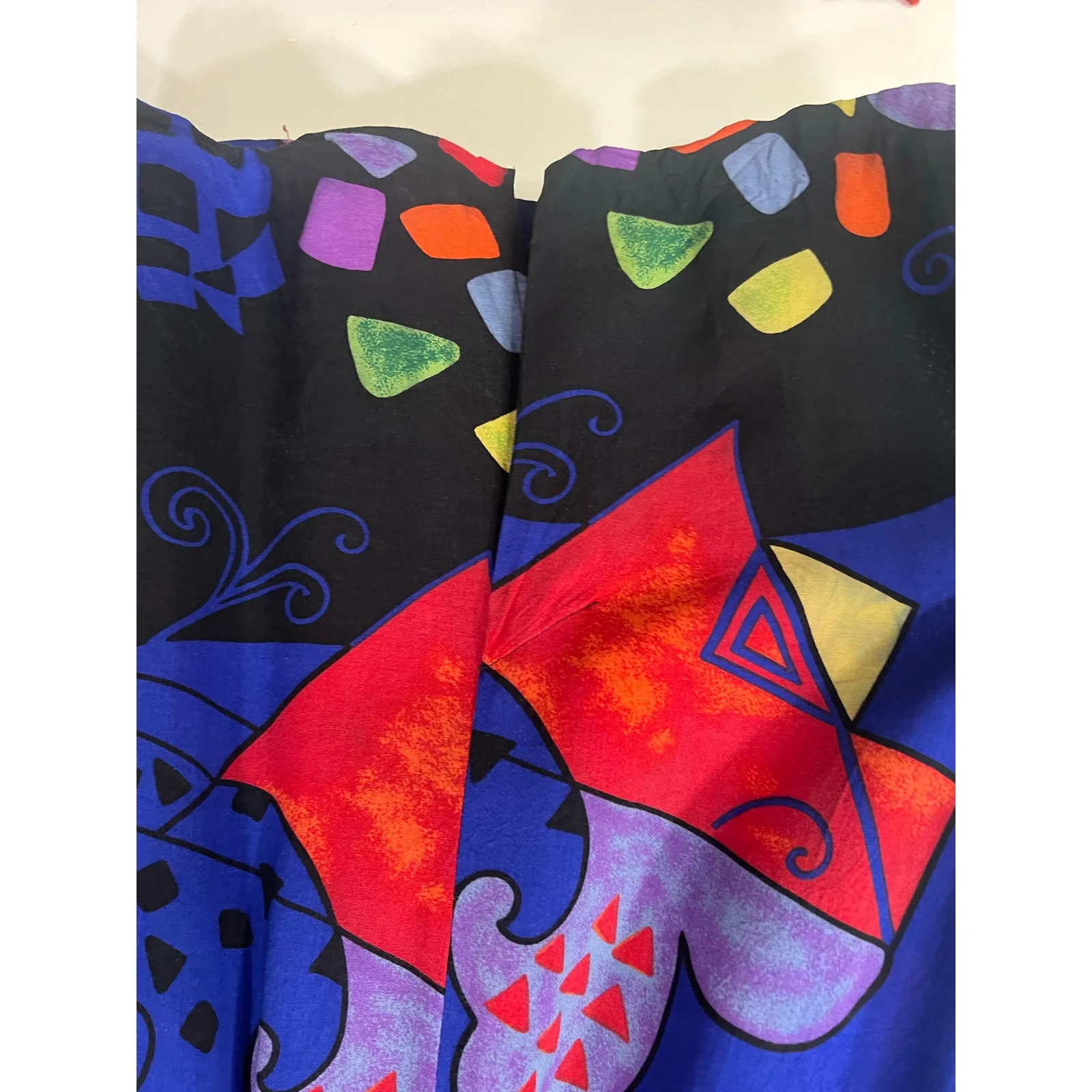 Vintage Women’s Melissa Collection Funky Art Deco Abstract Print Shirt Dress 4 Blue - Image 7