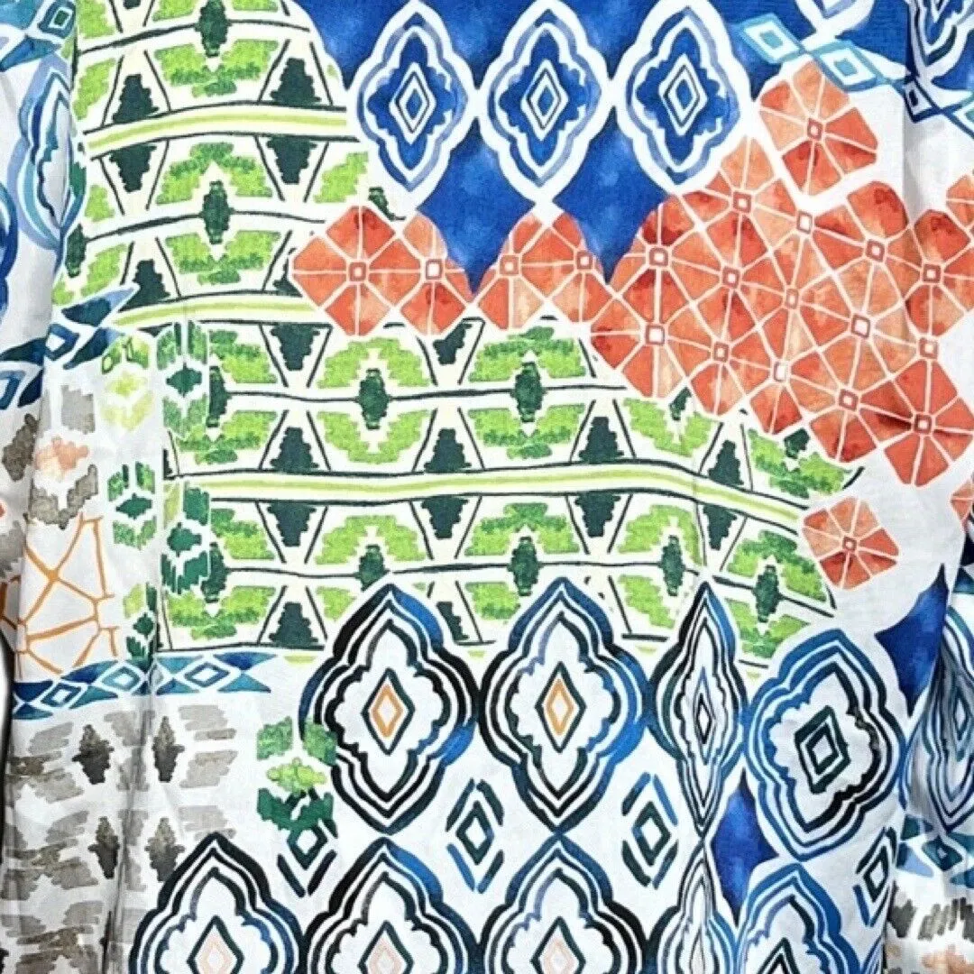 Chicos Shirt Womens Medium 8 10 Multicolor Geometric‎ Button Up Casual Career - Image 6