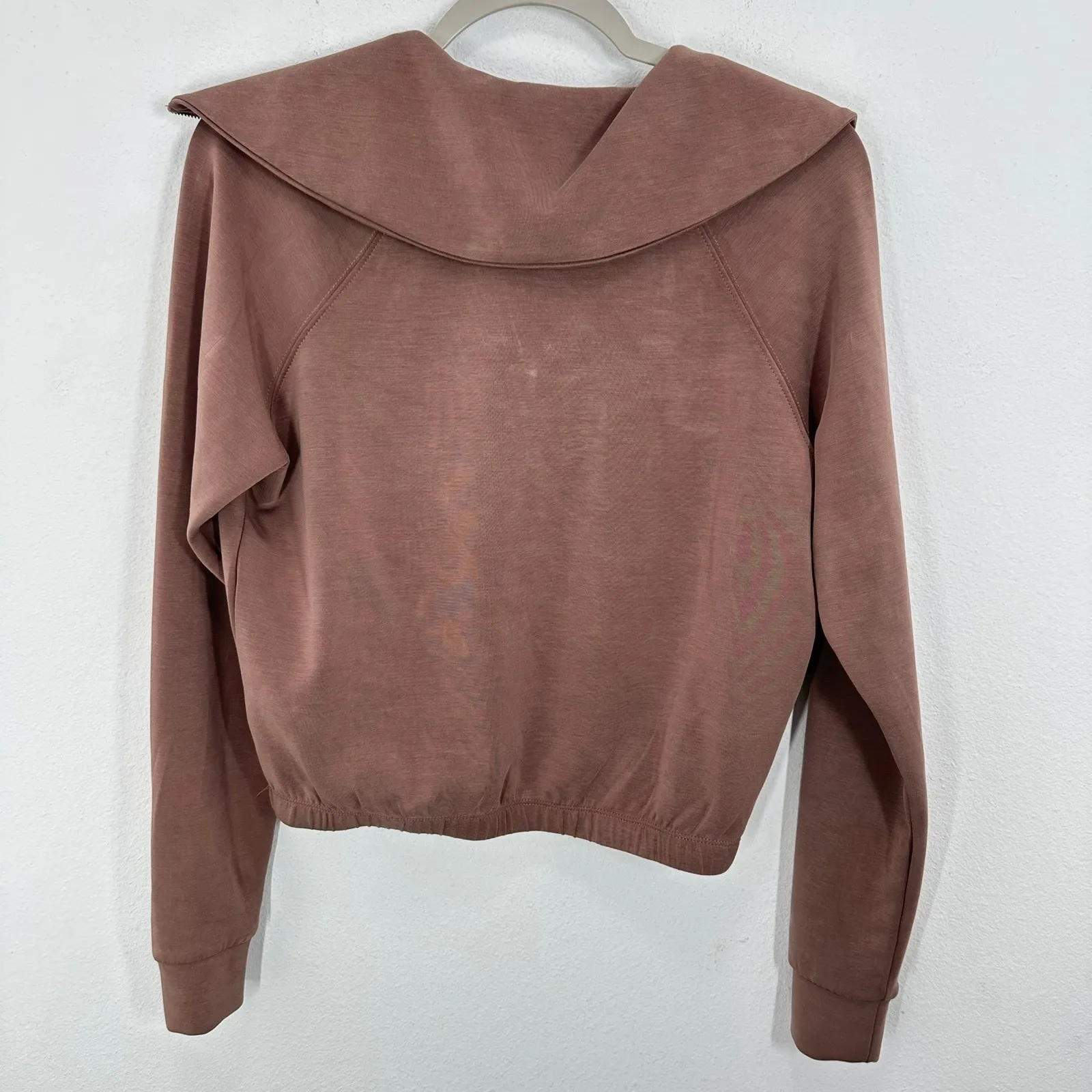Urban Social Womens Brown Pullover Sweatshirt Collar 1/2 Zip Small Gym Lounge - Image 5