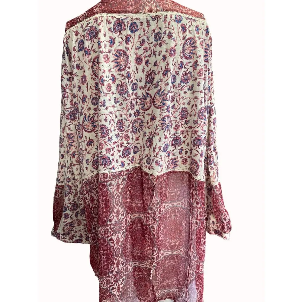 Lucky Brand Women's Pink Floral Loose fitting Blouse 3/4 Sleeve Size 1X SKU 4145 - Image 3