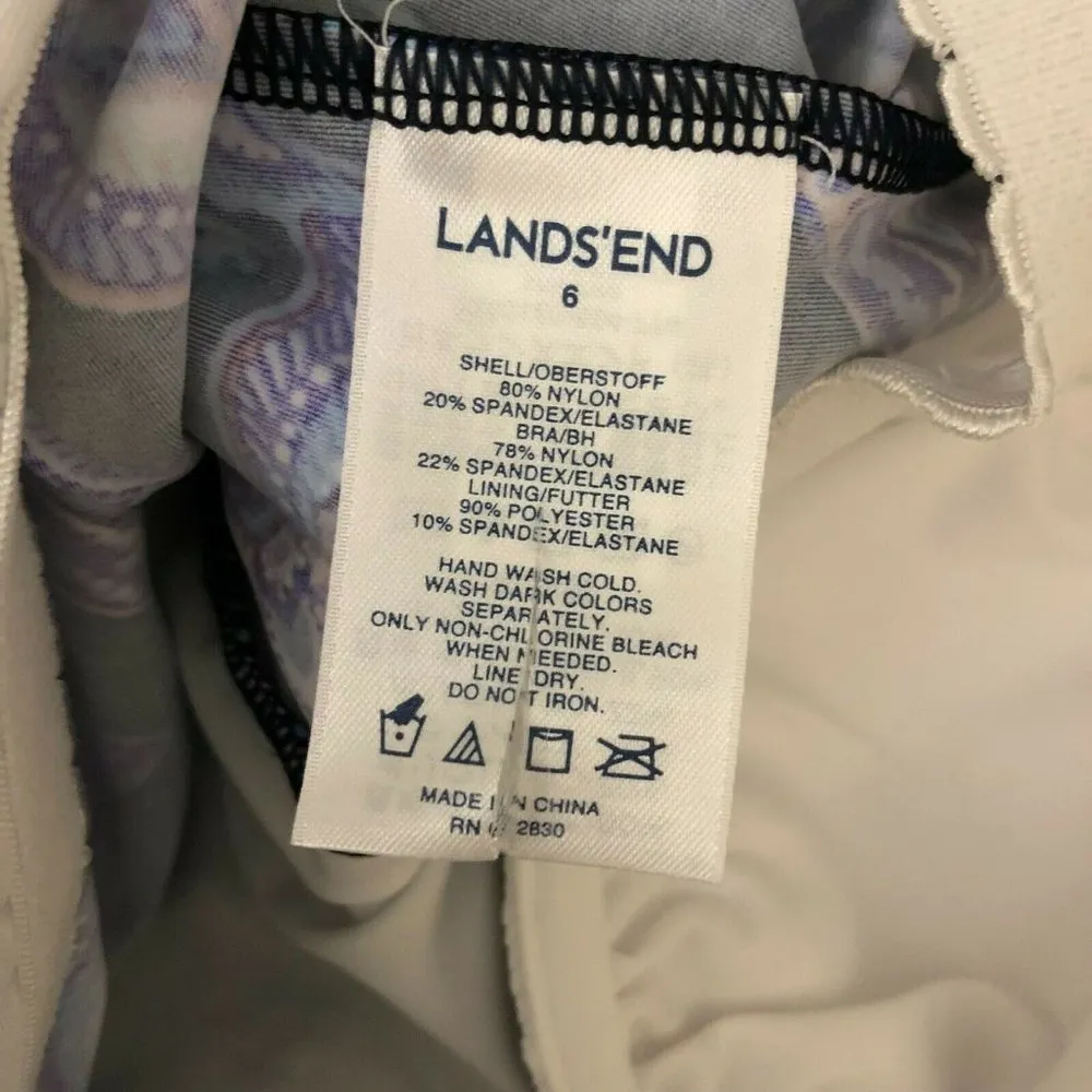 Lands End Tankini Top Underwire Removable Pads Tummy Control Floral Navy 6 - Image 3