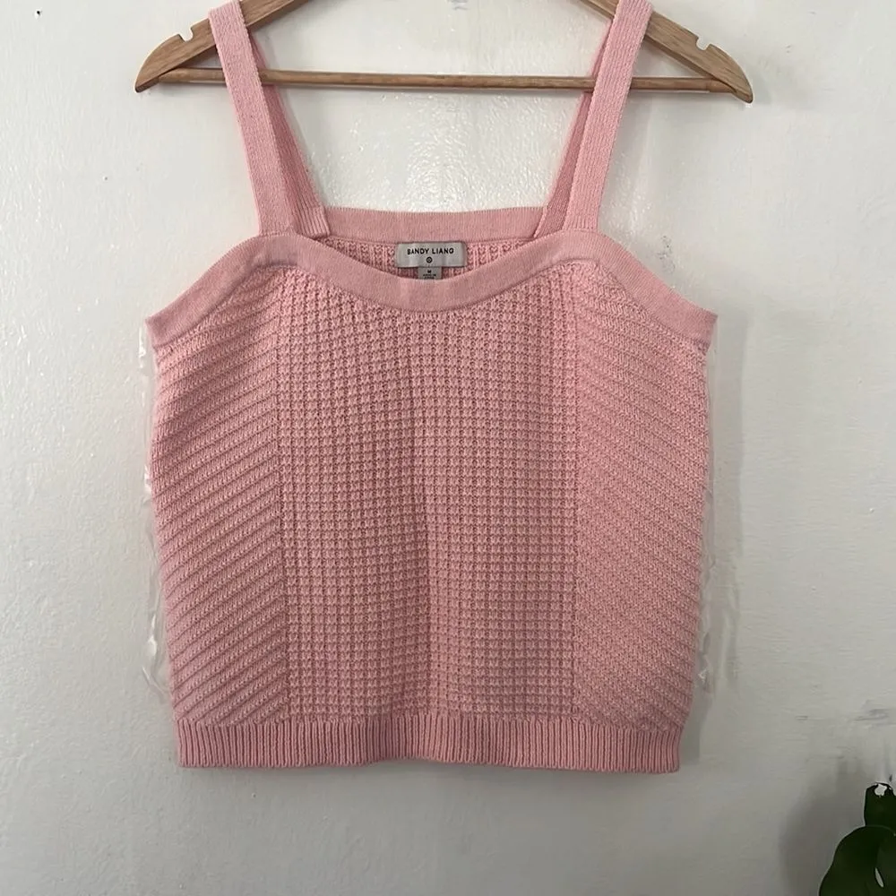 Sandy Liang Womens Sweater NWOT 
Tank Top Crop Knit Pink Sleeveless - Image 2