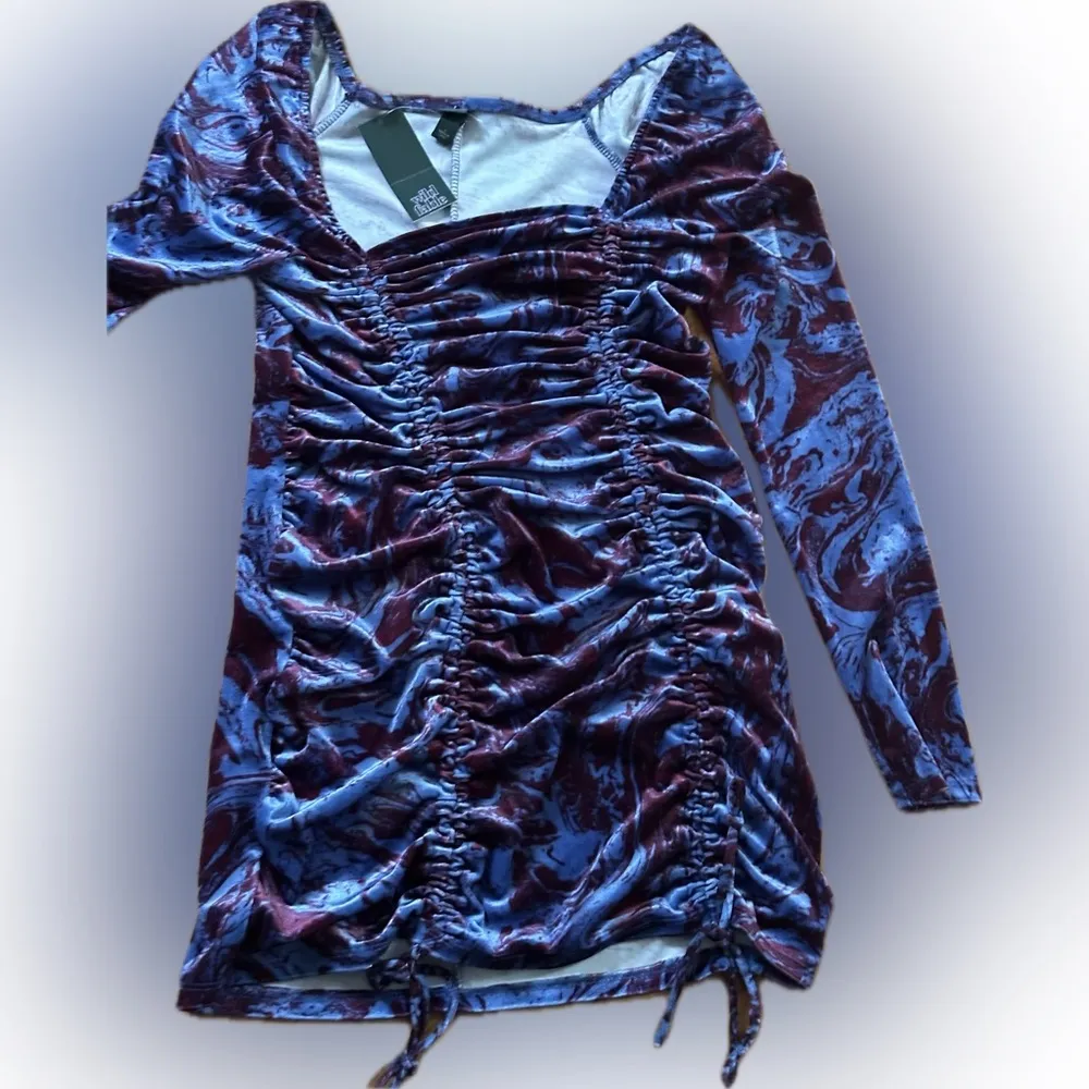 NWT Wild FableSz L   Velour -marble ruched mini bodycon dress - Image 7